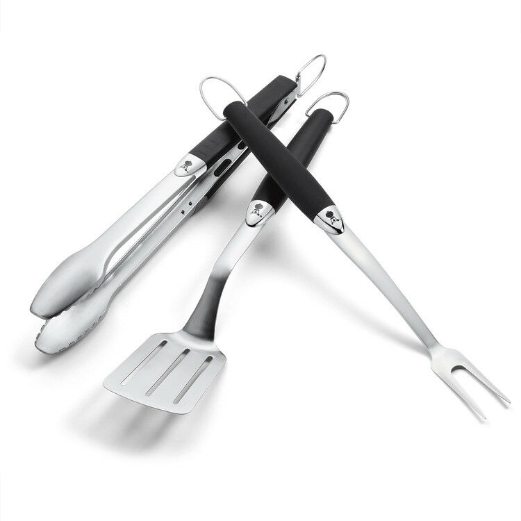 Image of Set Kit Utensili per Barbecue Weber Forchettone Spatola Pinze Accessori BBQ