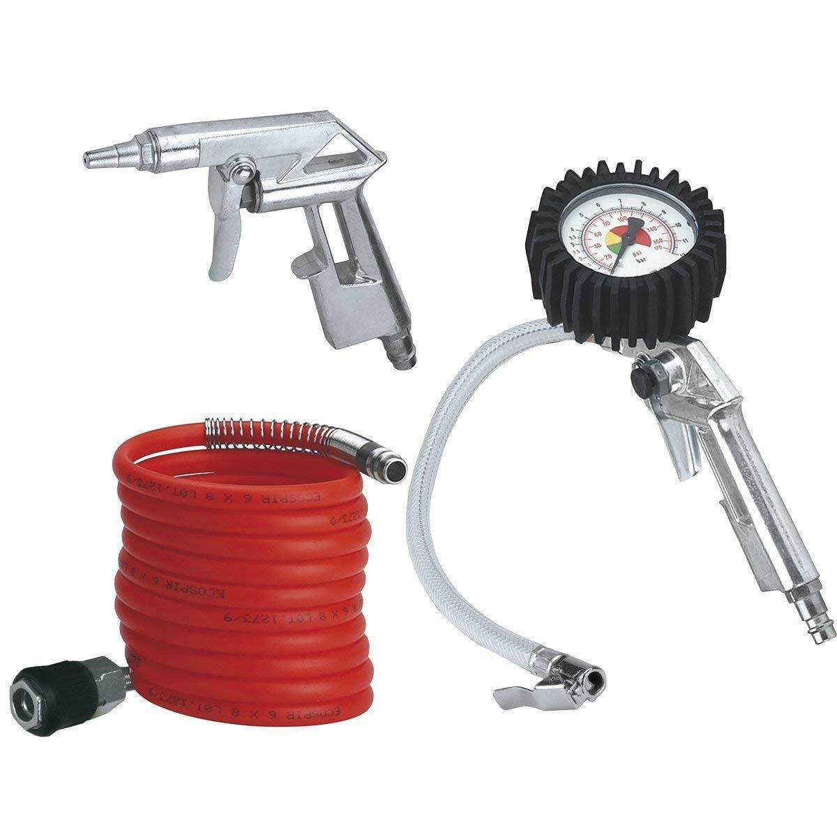 Image of Accessori compressore aria compressa Einhell Set 3 pezzi Pistola Manometro Tubo