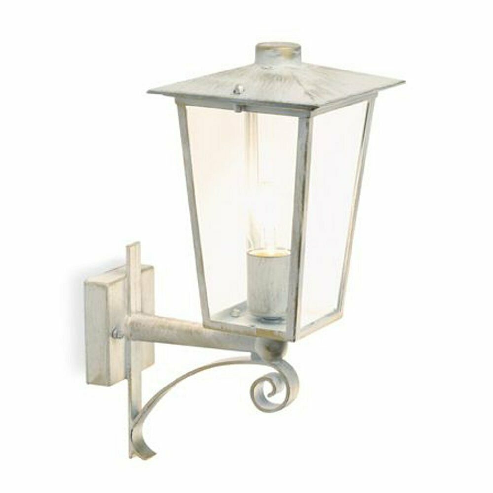 Lanterna Esterno Bianco Oro Antico Applique Lampada da Parete Giardino Anticata