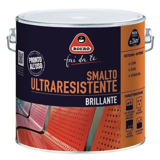 Image of Smalto Ultraresistente Brillante Vernice Legno Ferro Salsedine Esterno 950 Boero Colori: Bianco, Formato: 2 L