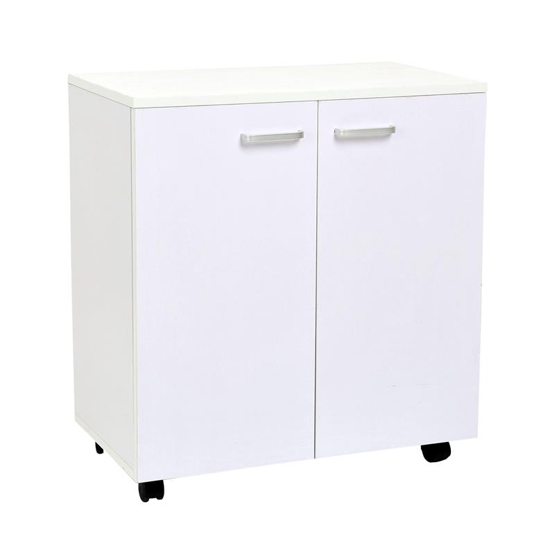 MOBILE PORTA TV IN LEGNO CON RUOTE E 2 ANTE 60 X 35 X 65 CM BIANCO VIOLACEO