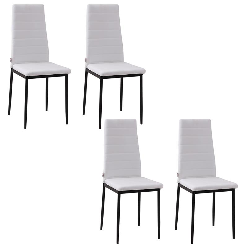 Image of SET 4 SEDIE IMBOTTITE PER SOGGIORNO O SALA DA PRANZO, SEDIE DA CUCINA MODERNE, IN METALLO E TESSUTO BIANCO