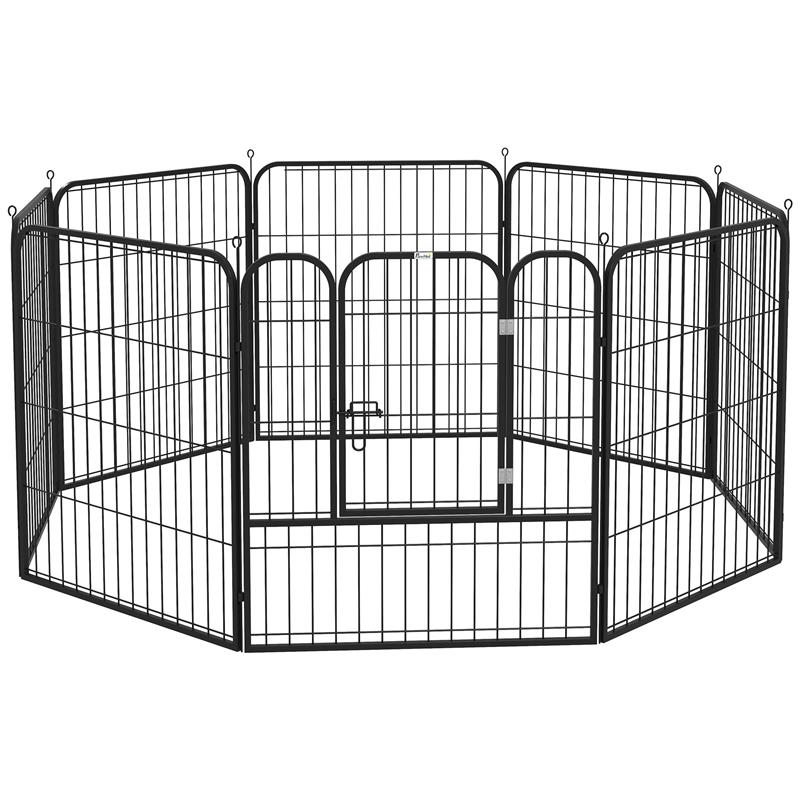 Image of RECINTO PER CANI E PER CUCCIOLI, RECINTO MODULARE PER CANI DA INTERNO ED ESTERNO IN METALLO E ACCIAIO 8 PANNELLI 79X79CM