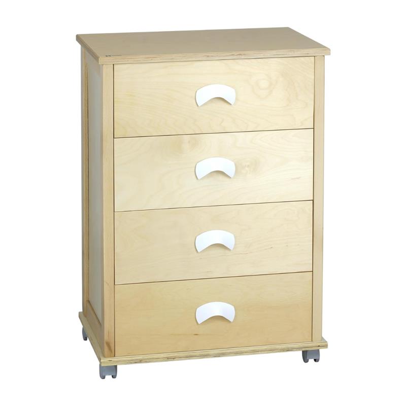 Image of CASSETTIERA POKER PLUS NATURALE IN FAGGIO BASE INFERIORE IN MULTISTRATO DI BETULLA 4 CASSETTI RUOTE IN PLASTICA GOMMATA