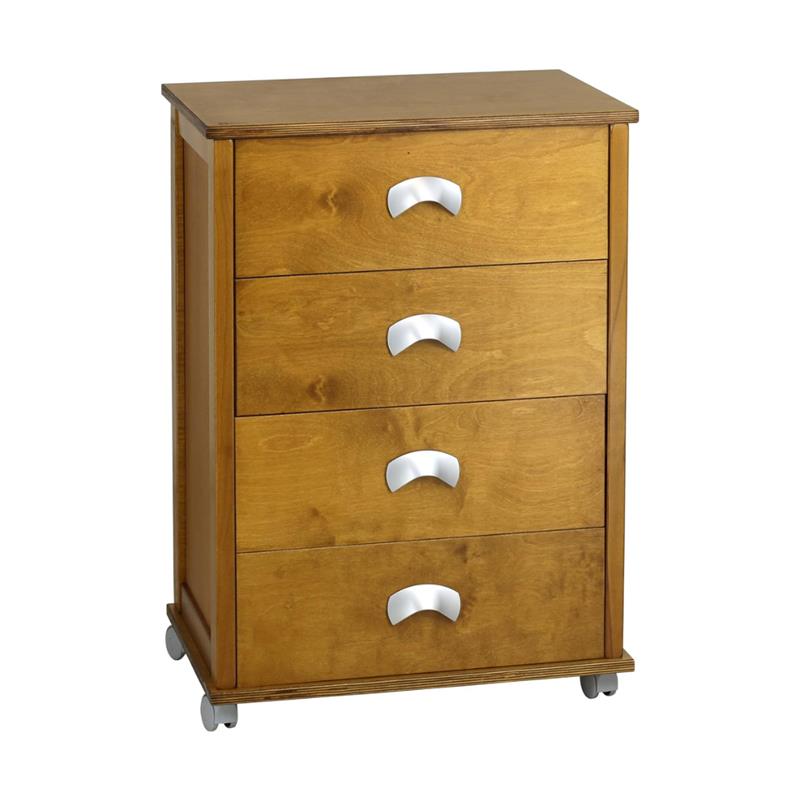 Image of CASSETTIERA POKER PLUS ROVERE IN FAGGIO BASE INFERIORE MULTISTRATO DI BETULLA 4 CASSETTI RUOTE IN PLASTICA GOMMATA