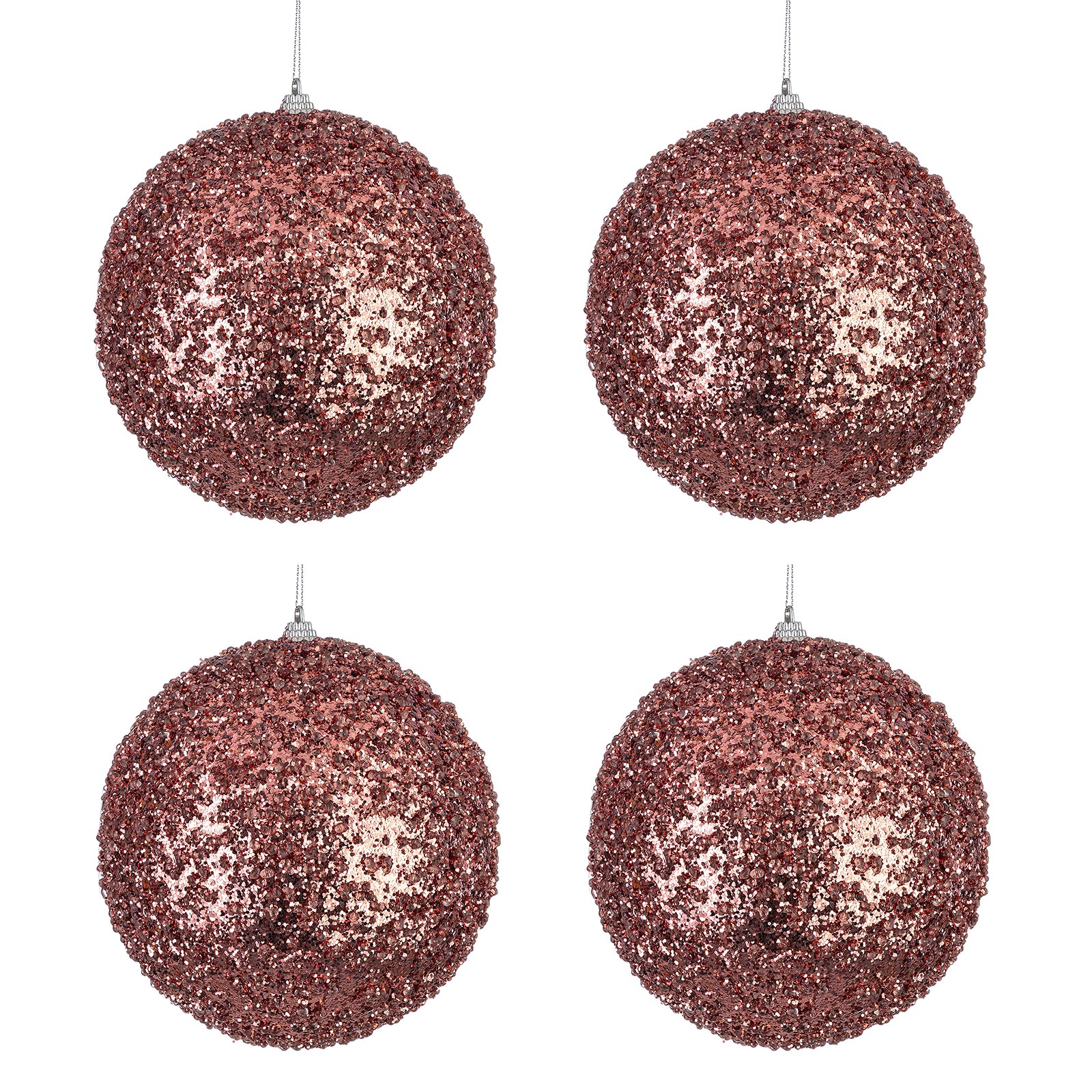 Image of Palle di Natale Rosa con Paillettes Palline Grandi Addobbi Natalizi Albero Diametro: 200 mm