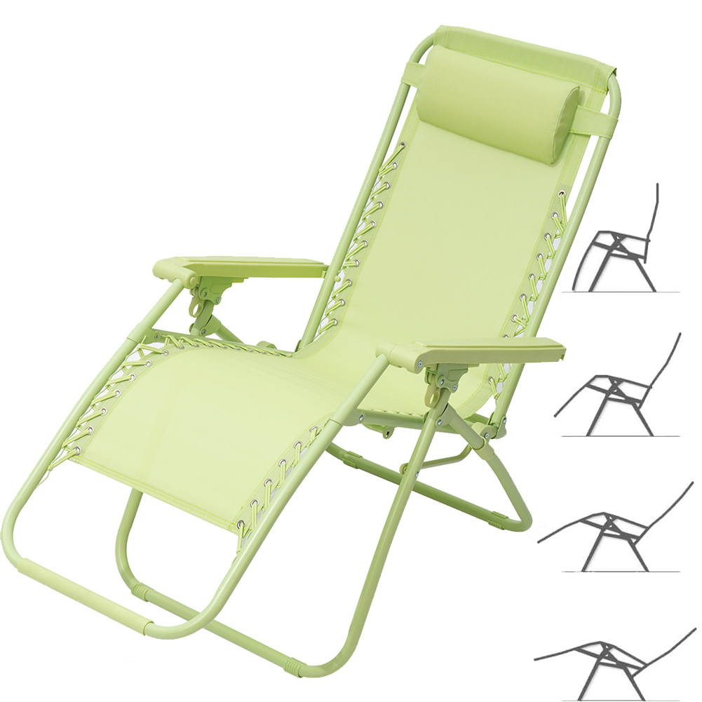 Sedia Zero Gravity Pieghevole in Tessuto Sdraio Gravità Reclinabile Verde Salvia