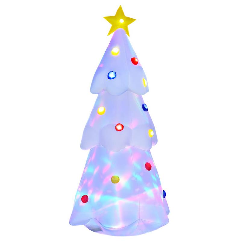 Image of ALBERO DI NATALE GONFIABILE GIGANTE CON LUCI LED INTEGRATE 100X100X245CM BIANCO