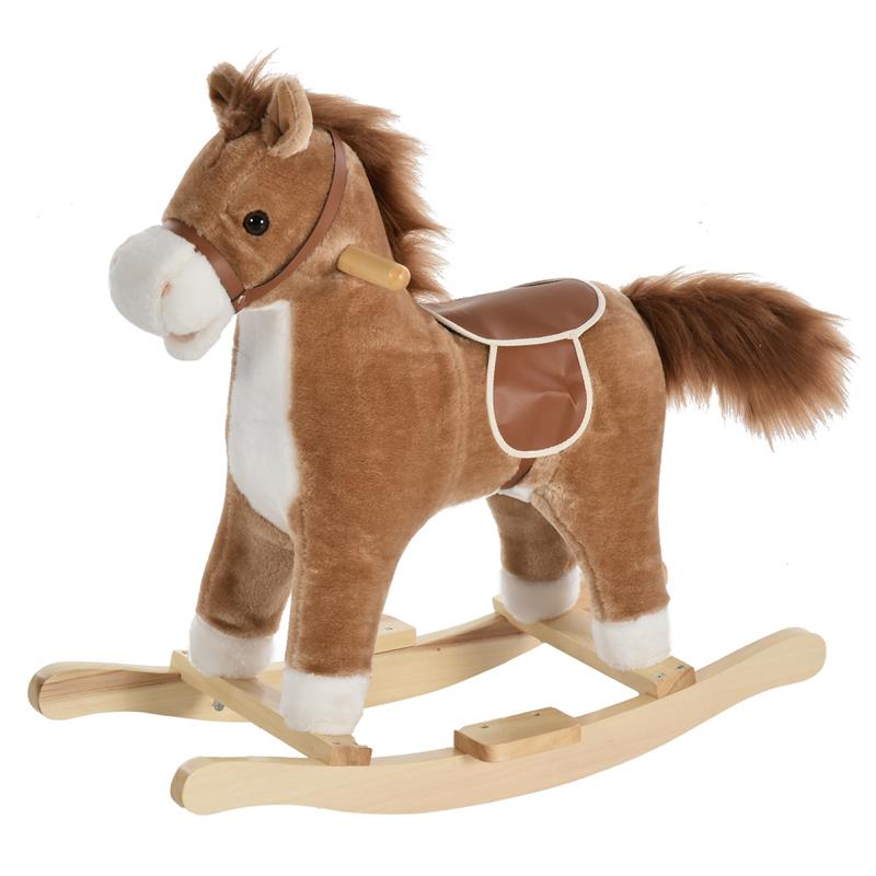 Image of CAVALLO A DONDOLO PER BAMBINI 36-72 MESI CON SUONI REALISTICI MARRONE