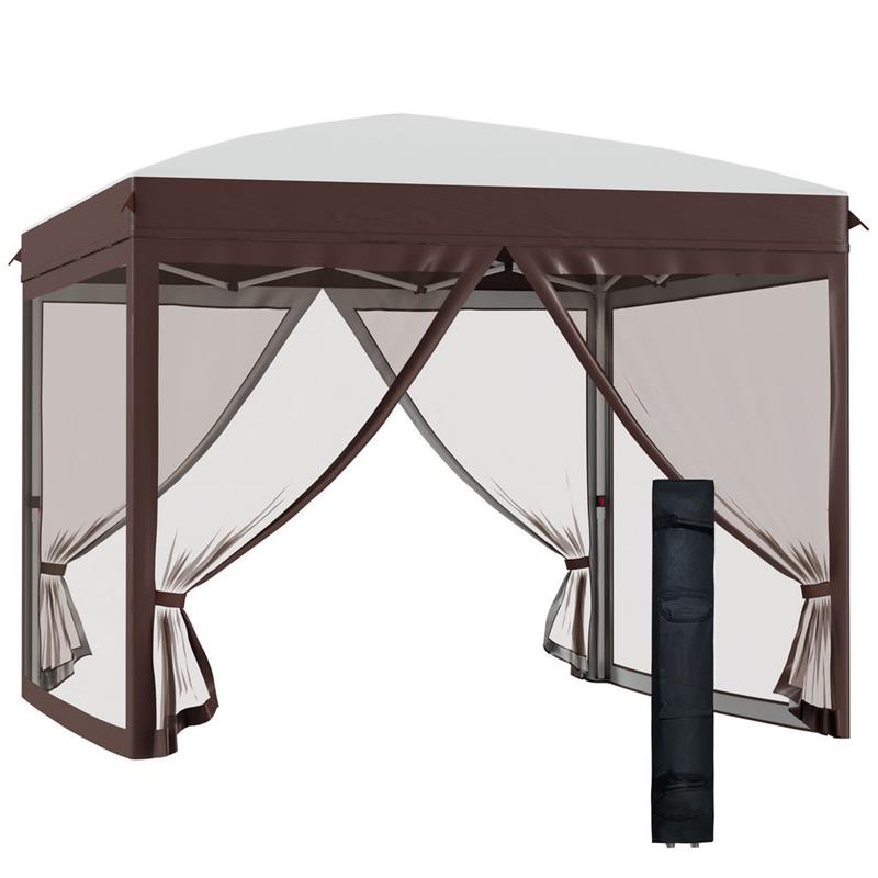 Image of GAZEBO DA GIARDINO CON ZANZARIERA E BORSA DA TRASPORTO CON RUOTE, 300X300X270 CM, COLOR CREMA