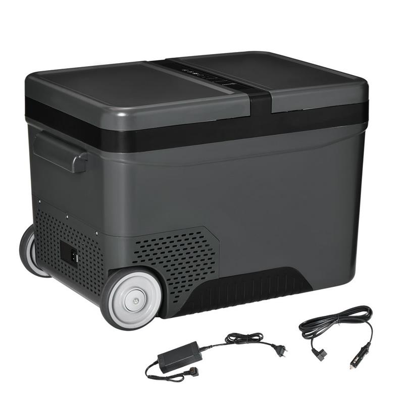 Image of FRIGO PORTATILE ELETTRICO A COMPRESSORE DA 35L CON MANIGLIA TELESCOPICA E RUOTE, FRIGORIFERO PICCOLO DA 12/24V DC E 110/240V AC, PER AUTO E CAMION