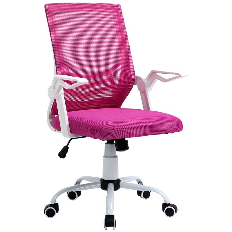 Image of SEDIA DA UFFICIO ERGONOMICA CON BRACCIOLI E SUPPORTO LOMBARE, POLTRONA UFFICIO GIREVOLE E ALTEZZA REGOLABILE IN TESSUTO ROSA
