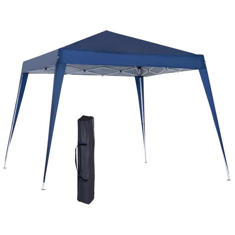 Image of GAZEBO PIEGHEVOLE DA GIARDINO 2.4X2.4M CON STRUTTURA IN ACCIAIO E CORDE ANTIVENTO, BLU