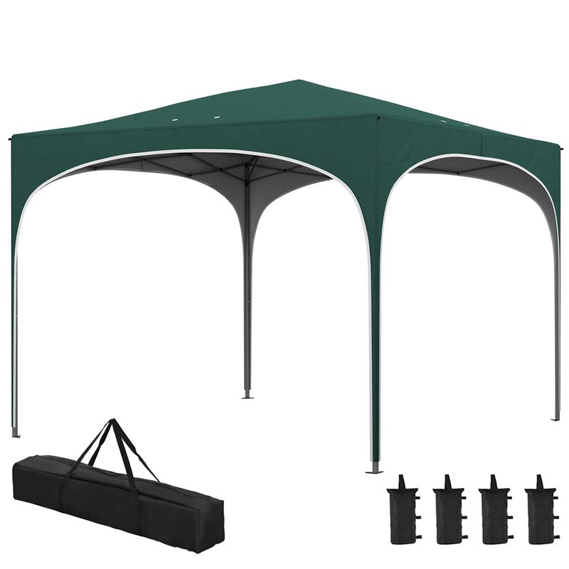 Image of GAZEBO DA GIARDINO AD ALTEZZA REGOLABILE CON FORI DI DRENAGGIO E BORSA DA TRASPORTO, IN METALLO, VERDE