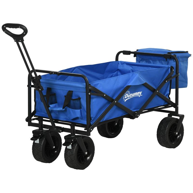 Image of CARRELLO DA GIARDINO 110L CON MANIGLIA TELESCOPICA E BORSA TERMICA DA 15L IN ACCIAIO E TESSUTO, BLU