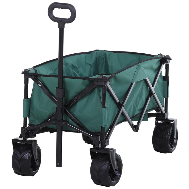 Image of CARRELLO DA GIARDINO CARICO MAX 70KG CON MANIGLIA TELESCOPICA, IN METALLO E TESSUTO OXFORD, 108X55 CM, VERDE