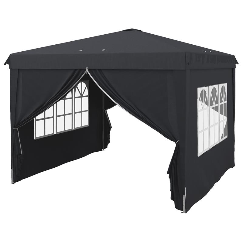 Image of GAZEBO 3X3 AD ALTEZZA REGOLABILE CON FORI DI DRENAGGIO E BORSA DA TRASPORTO, IN METALLO, GRIGIO