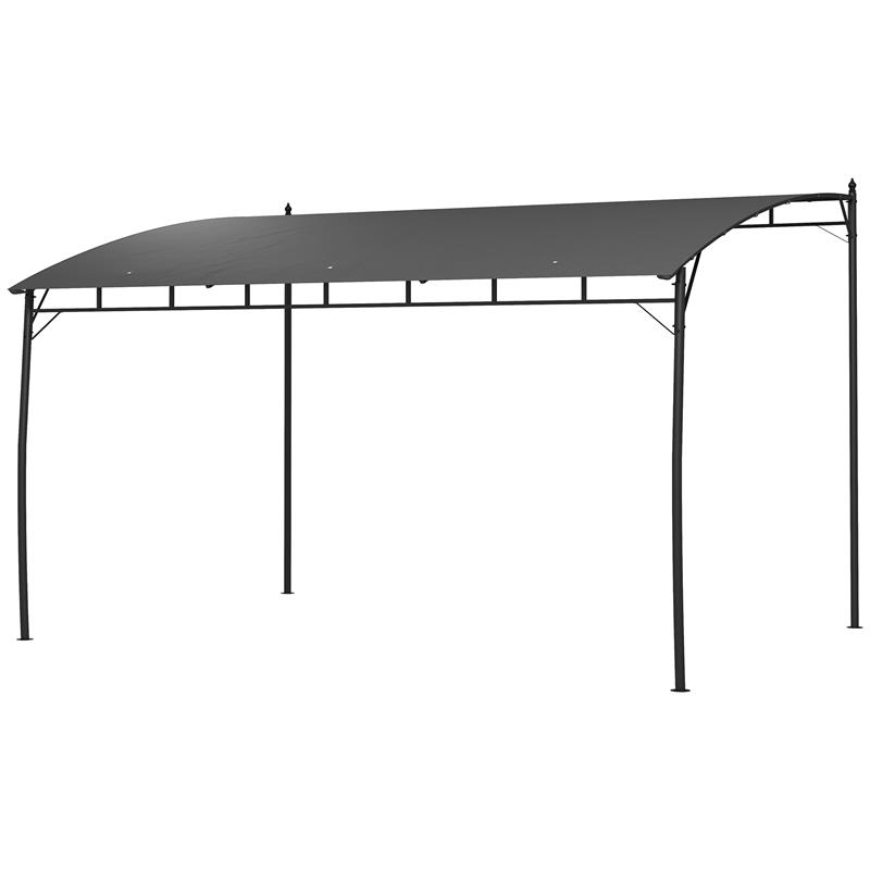 Image of PERGOLA GAZEBO CON 3 FORI DI DRENAGGIO, IN METALLO E POLIESTERE, 400X296X200/262 CM, GRIGIO SCURO