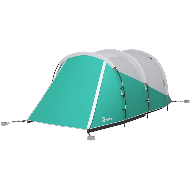 Image of TENDA DA CAMPEGGIO 2-4 POSTI IMPERMEABILE A TUNNEL CON BORSA DI TRASPORTO, 460X260X190 CM, VERDE