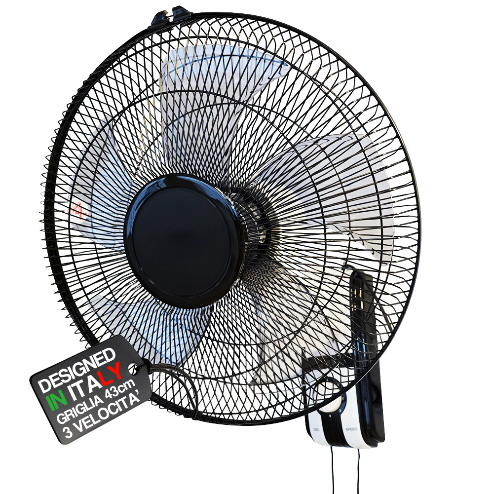 Ventilatore da Muro Parete 43 cm con 3 Livelli di Velocità Pale in Polipropilene
