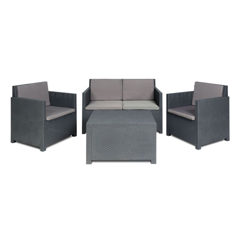 Set Rattan Aurelia antracite Divano Tavolo e Poltrone – Arredo Giardino