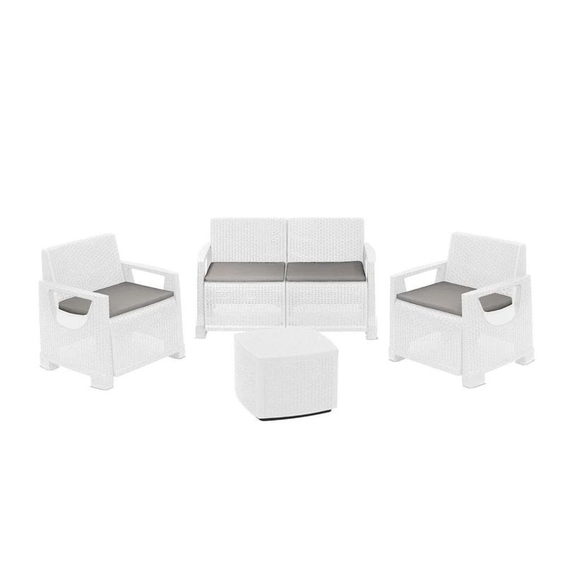 Set Rattan Bellagio bianco Divano Tavolo e Poltrone – Arredo Giardino