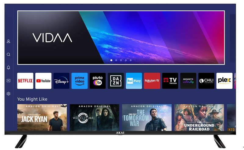 Image of AKAI TV SMART 40'' FHD QLED NERA RISOLUZIONE 1920 X 1080 (FHD) SCHERMO 100 CM - 892,6 X 85 X 508 MM + STAND E TELECOMANDO