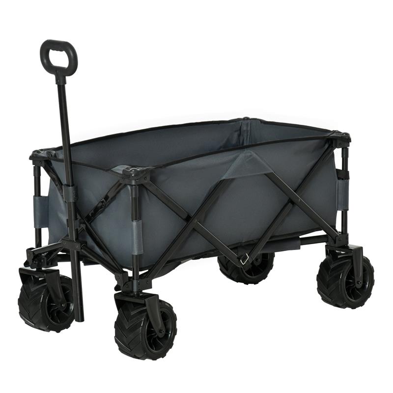Image of CARRELLO DA GIARDINO CARICO MAX 70KG CON MANIGLIA TELESCOPICA IN METALLO E TESSUTO OXFORD 108X55 CM, GRIGIO
