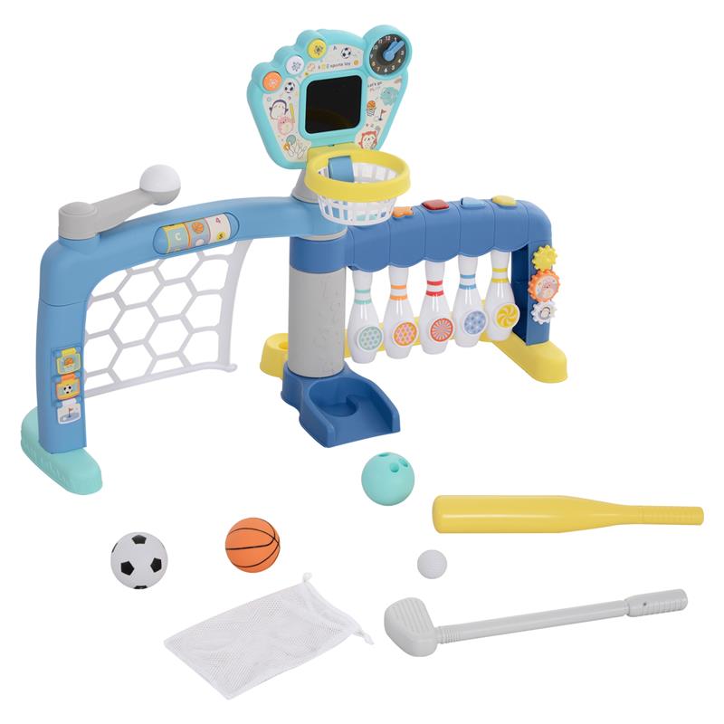 Image of GIOCO PER BAMBINI 5 IN 1 PER CALCIO BASKET GOLF BASEBALL E BOWLING IN PP E ABS 88.6X38.7X60.4-68 CM