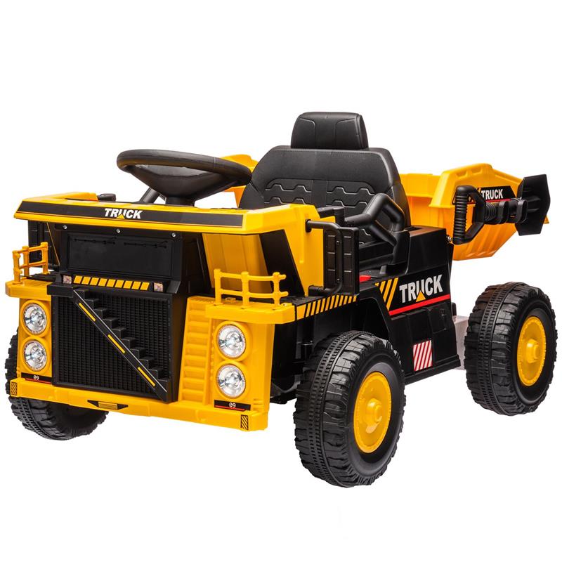 Image of CAMION PER BAMBINI 3-5 ANNI CON MOTORE 12V MACCHINA ELETTRICA PER BAMBINI CON MUSICA E FARI GIALLO
