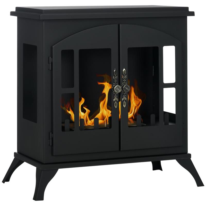 Image of CAMINO A BIOETANOLO IN ACCIAIO INOX CON BRUCIATORE DA 0.9L PER 3 ORE DI DURATA 55X31X55CM NERO