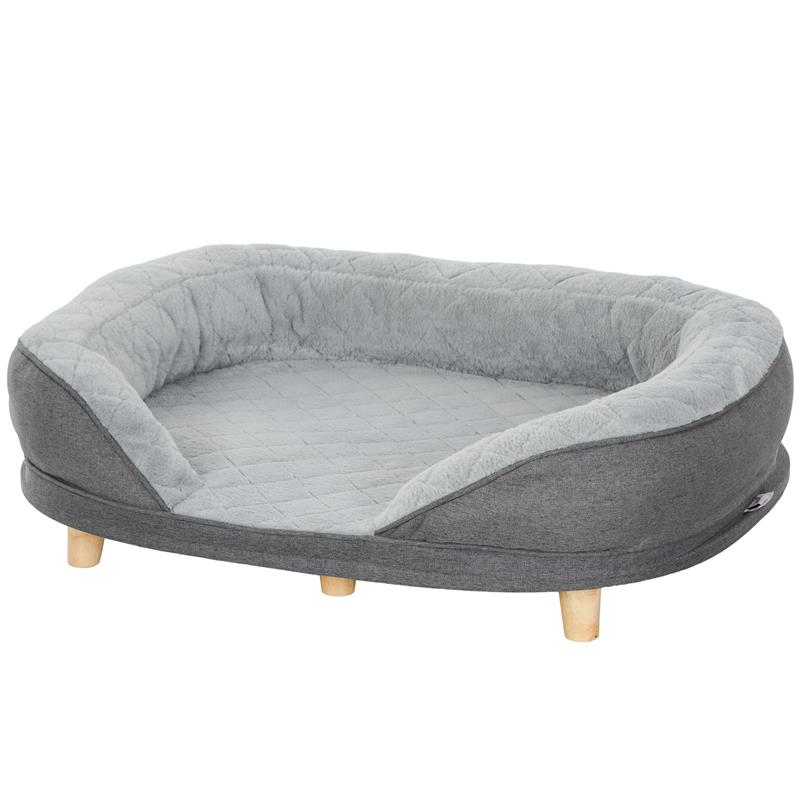 Image of CUCCIA DIVANO PER CANI CON IMBOTTITURA, LETTINO PER CANI TAGLIA GRANDE E MEDIA FINO 25KG, 90X78X25CM, GRIGIO