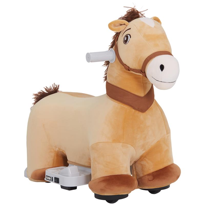 Image of CAVALLO CAVALCABILE ELETTRICO 6V PER BAMBINI DA 18-36 MESI CON RUOTE IN PU E MUSICA 69X34X53 CM MARRONE
