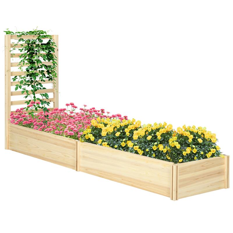 Image of FIORIERA CON TRALICCIO PER RAMPICANTI E FONDO APERTO IN LEGNO DI ABETE 230X60X110 CM COLOR LEGNO