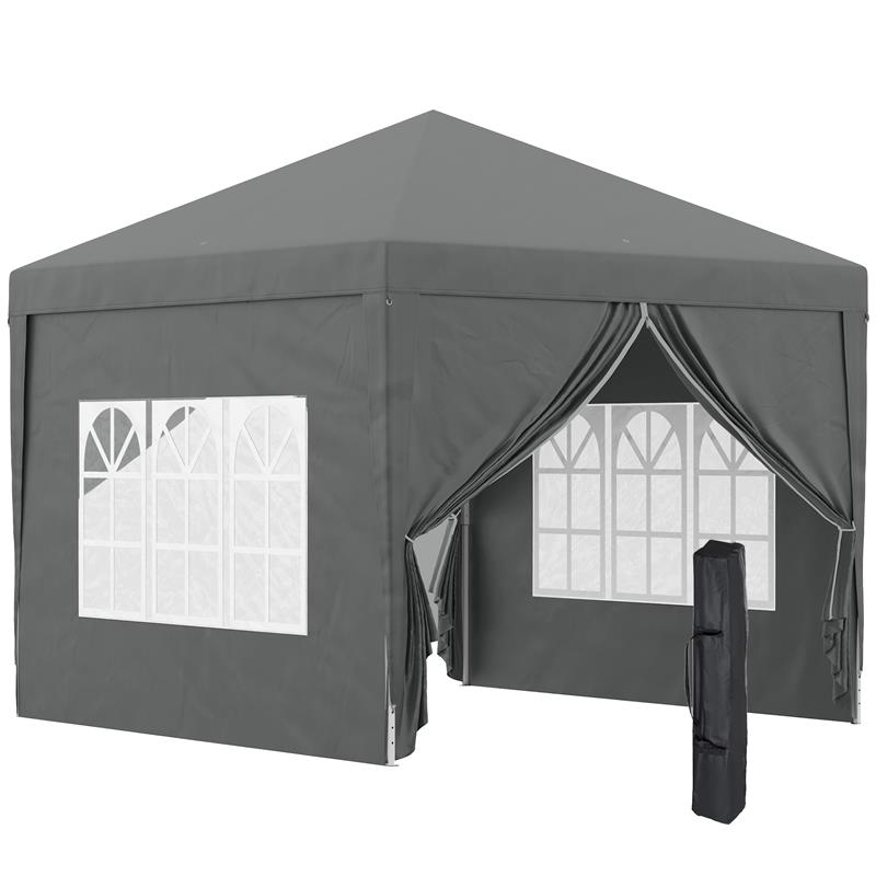 Image of GAZEBO DA ESTERNO 3X3 M PIEGHEVOLE CON 4 PANNELLI LATERALI IN ACCIAIO E TESSUTO OXFORD GRIGIO