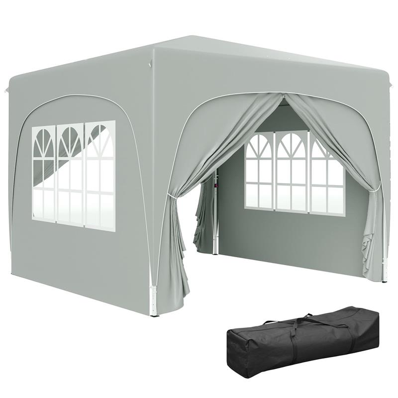 Image of GAZEBO DA GIARDINO 3X3M PIEGHEVOLE CON ALTEZZA REGOLABILE, PROTEZIONE UPF50+ E BORSA GRIGIO CHIARO