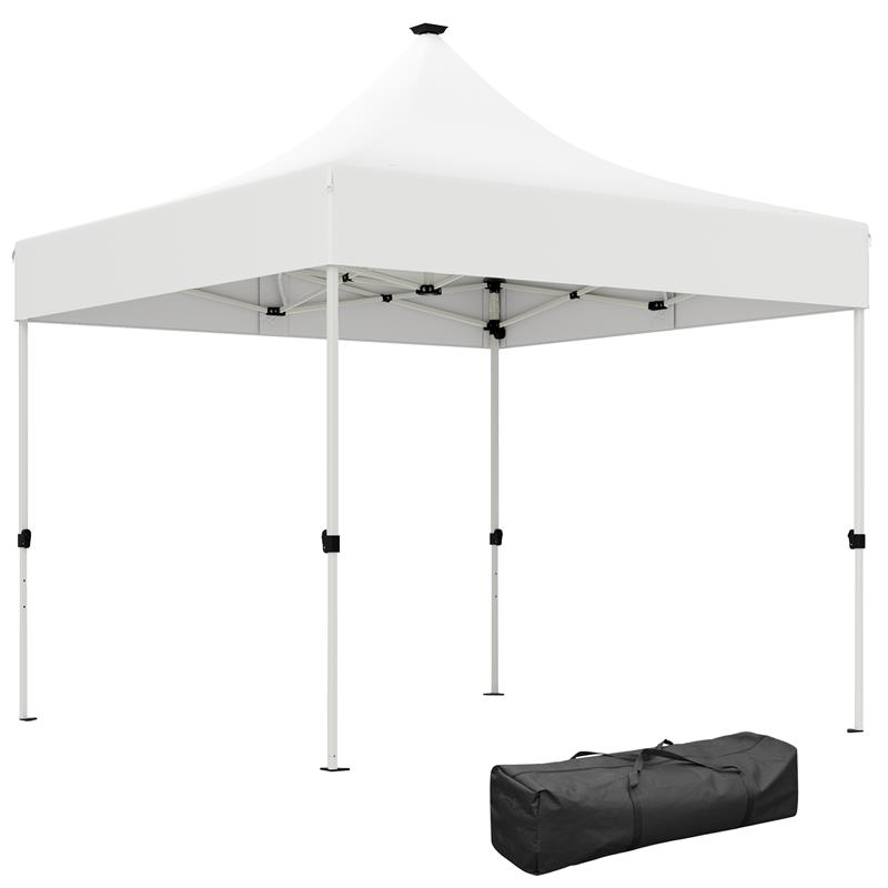 Image of GAZEBO DA GIARDINO POP UP 3X3 M AD ALTEZZA REGOLABILE CON LUCI LED SOLARI IN TESSUTO OXFORD E METALLO BIANCO