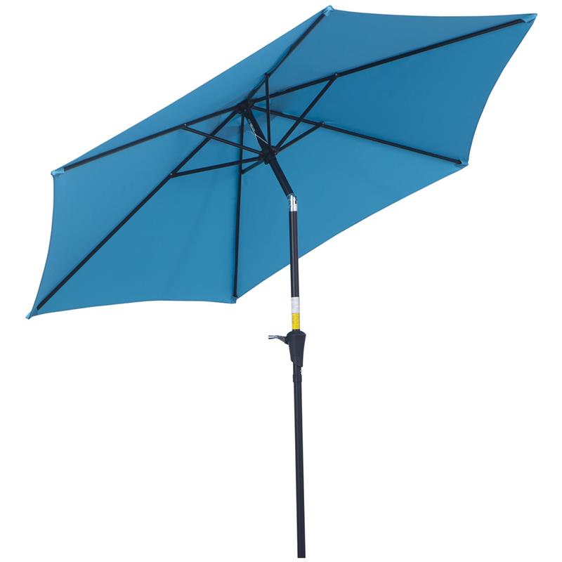 Image of OMBRELLONE DA GIARDINO Ø 2.6X2.4 M CON MANOVELLA E TESTA INCLINABILE IN ALLUMINIO E POLIESTERE BLU