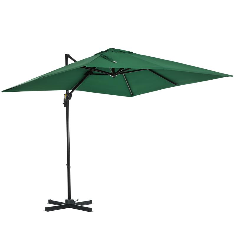 Image of OMBRELLONE DA GIARDINO A MANOVELLA 2.5X2.5 M CON ROTAZIONE 360° E PARASOLE REGOLABILE VERDE