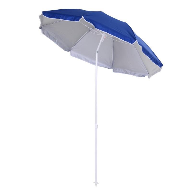 Image of OMBRELLONE DA SPIAGGIA INCLINABILE CON FODERA RIFLETTENTE IN ACCIAIO E POLIESTERE Ø 1.7X2.05 M BLU