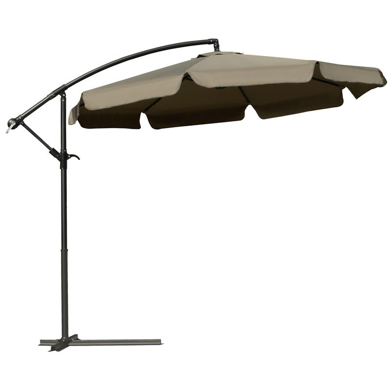 Image of OMBRELLONE DA GIARDINO A BRACCIO CON APERTURA A MANOVELLA IN METALLO E POLIESTERE Ø 2.7X2.7 M CAFFÈ