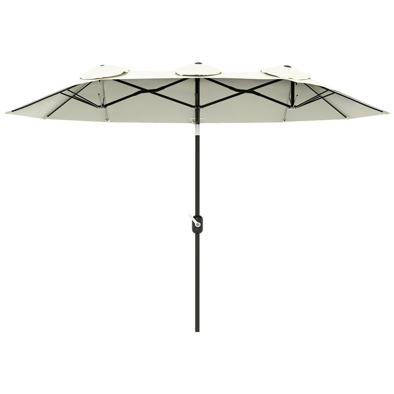 Image of OMBRELLONE DA GIARDINO DOPPIO INCLINABILE CON APERTURA A MANOVELLA 285X147X227 CM BEIGE