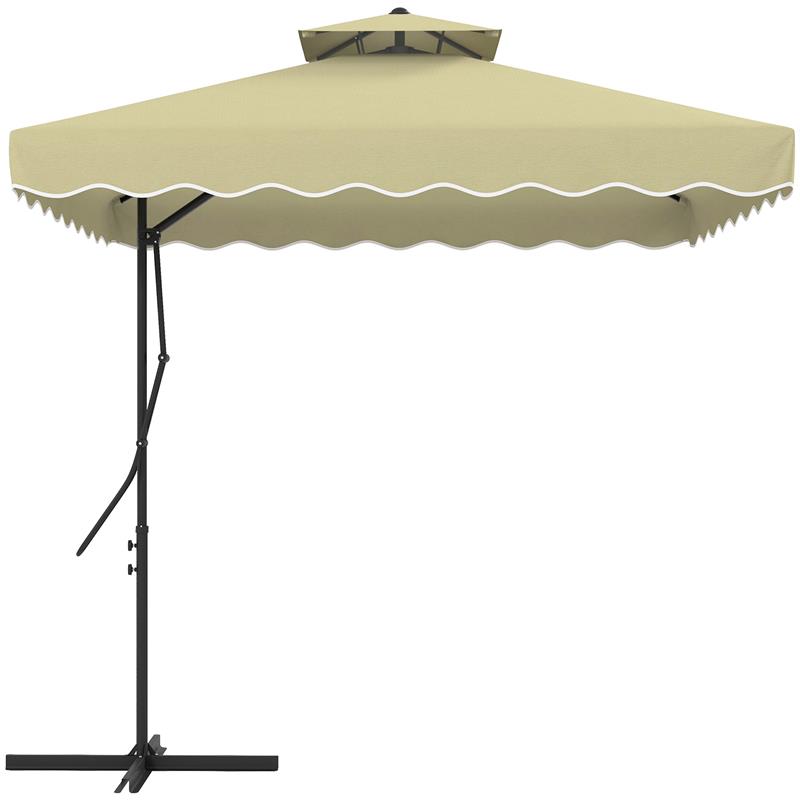 Image of OMBRELLONE DECENTRATO 2.5X2.5 M CON BASE A CROCE E APERTURA A MANOVELLA IN METALLO E POLIESTERE BEIGE