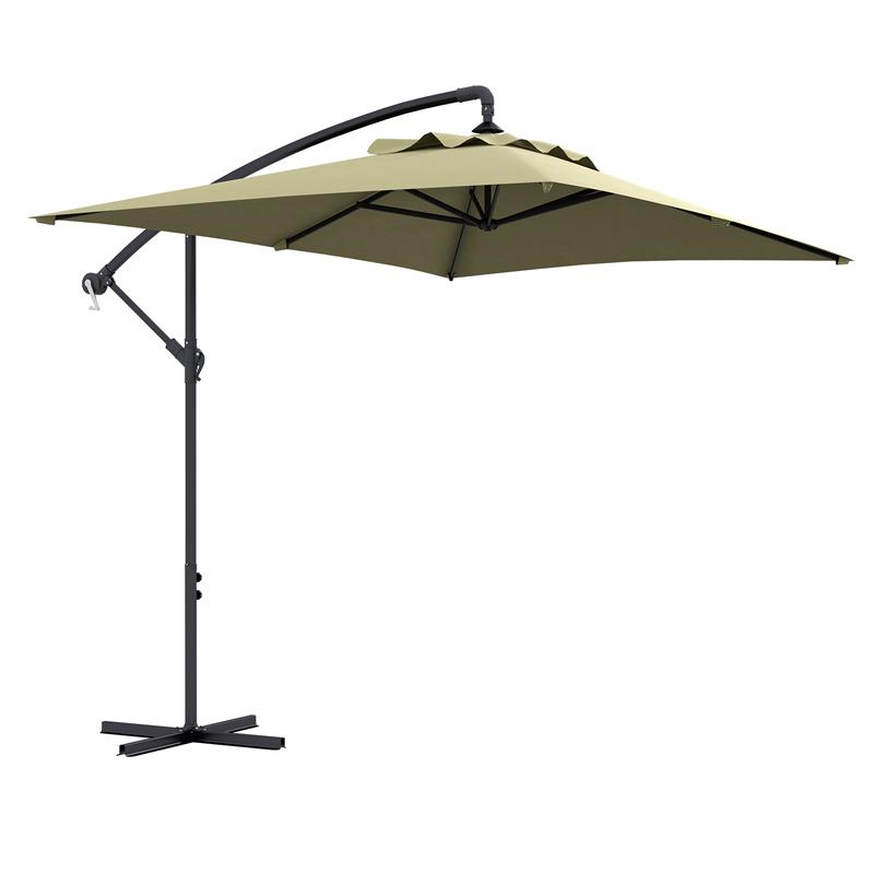 Image of OMBRELLONE DA GIARDINO DECENTRATO CON BASE A CROCE E APERTURA A MANOVELLA 294X193CM BEIGE