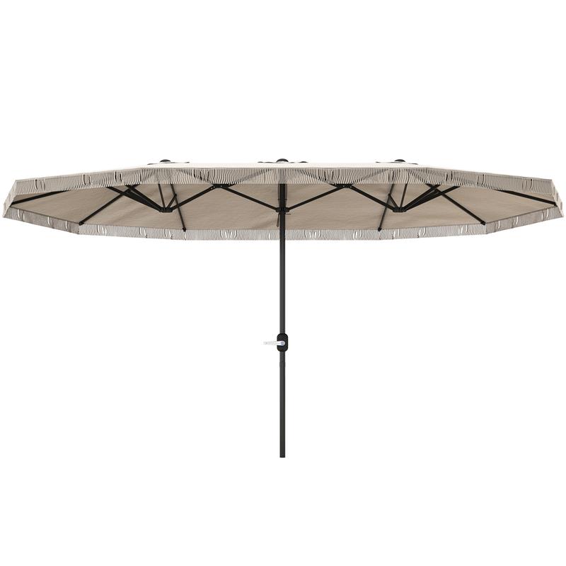 Image of OMBRELLONE DOPPIO A 12 STECCHE CON MANOVELLA IN POLIESTERE E ACCIAIO 450X265X260 CM BIANCO CREMA