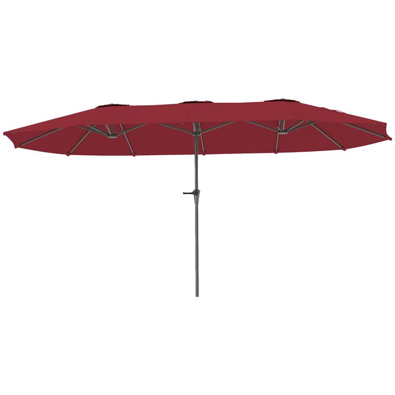 Image of OMBRELLONE DOPPIO CON PRESE D'ARIA E MANOVELLA IN METALLO E POLIESTERE 4X2.2X2.34 M NERO E ROSSO