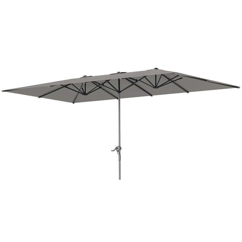Image of OMBRELLONE DOPPIO DA GIARDINO 4.5X2.6 M APERTURA A MANOVELLA E 12 STECCHE GRIGIO