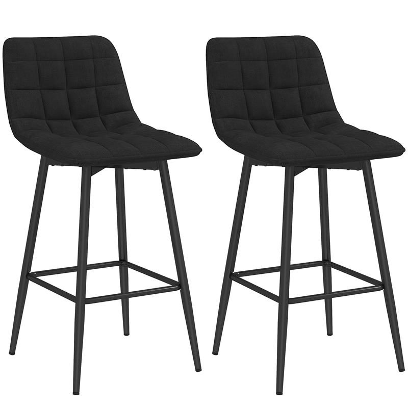 SET 2 SGABELLI DA CUCINA STILE NORDICO IN TESSUTO EFFETTO VELLUTO E METALLO 45X47X84 CM NERO