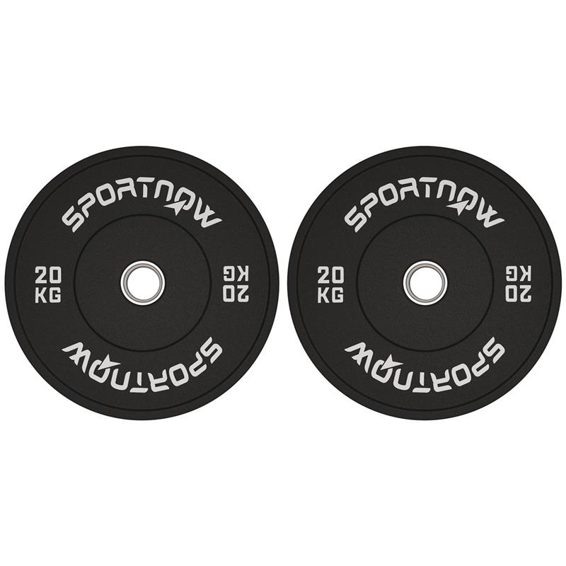 SET 2 DISCHI PESI DA 20KG IN GOMMA CON FORO DA 2"/5 CM PER MANUBRI E BILANCIERI NERO