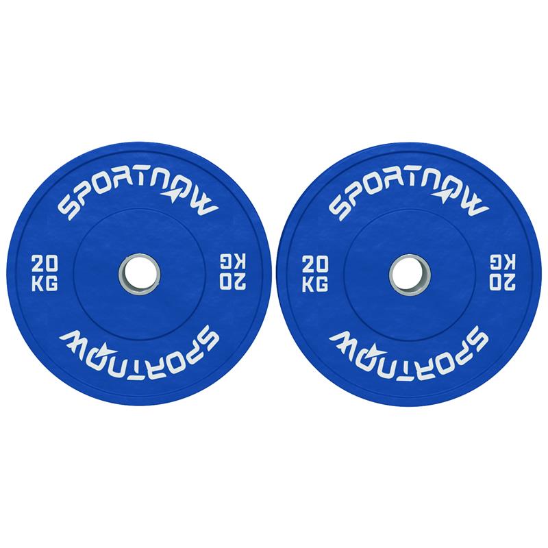 SET 2 DISCHI PESI DA 20KG IN GOMMA CON FORO DA 2"/5 CM PER MANUBRI E BILANCIERI BLU